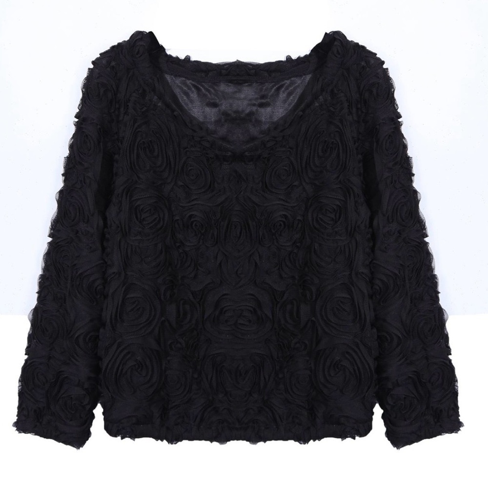 American Apparel Classic Black Rose Textured Blouse